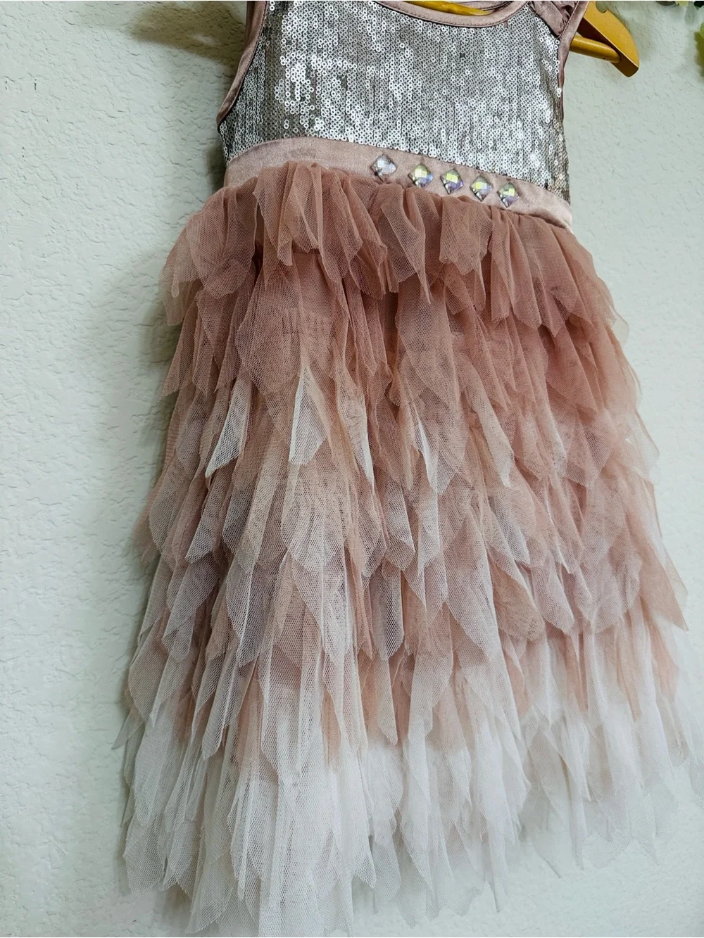 Biscotti • Rose Gold Sequin Ruffle Tulle Party Dress